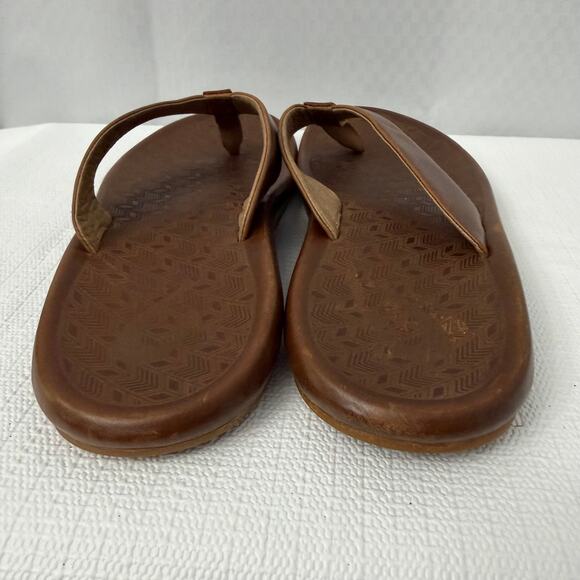 OluKai Sandals Mens Size 12 Ilikai Flip Flop Toffee Brown Leather Slip On Beach main image 7